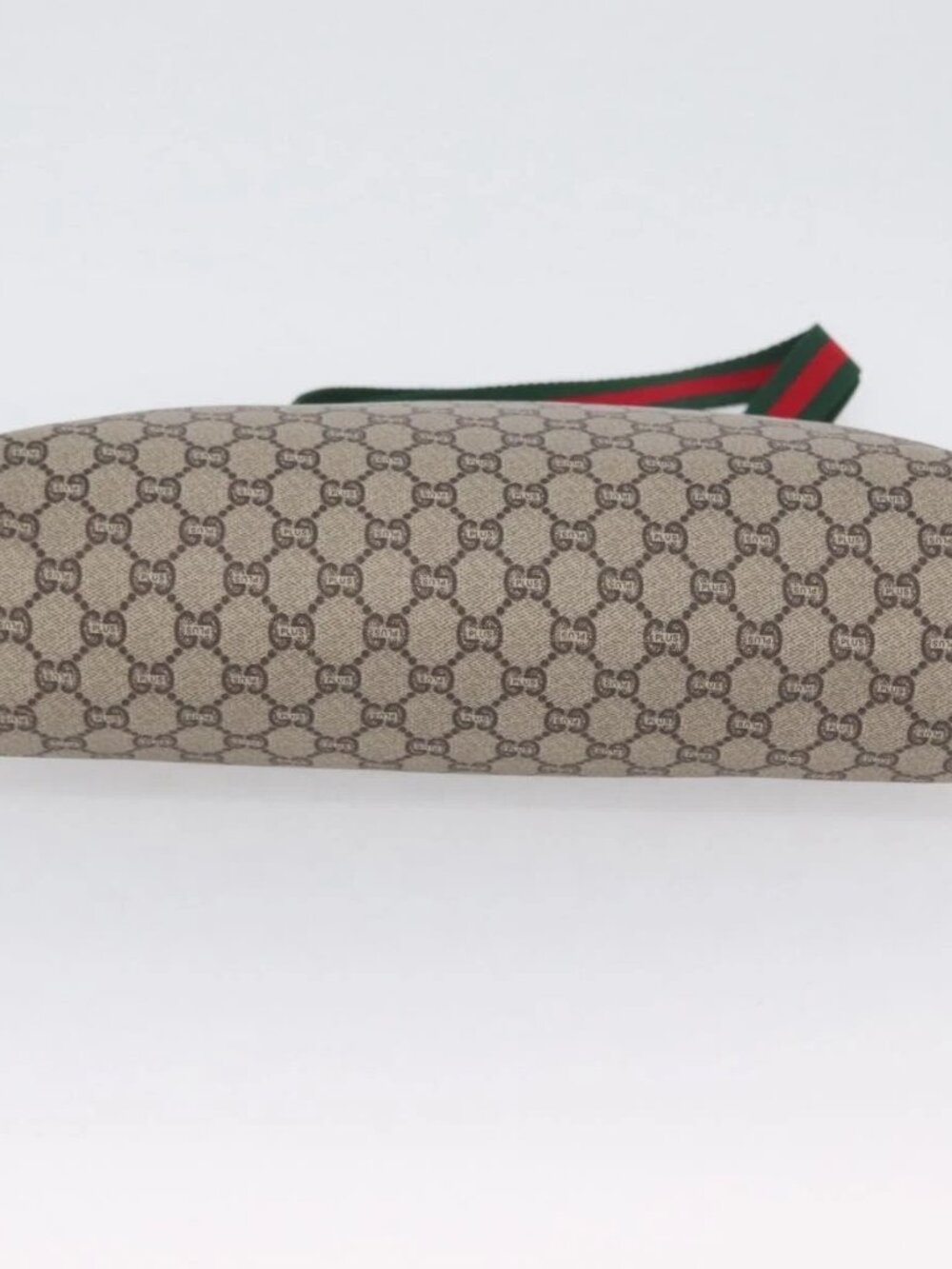 GUCCI GG Plus Supreme Web Sherry Line Tote Bag PVC Beige Red Green Auth 173818 - Picture 9 of 15